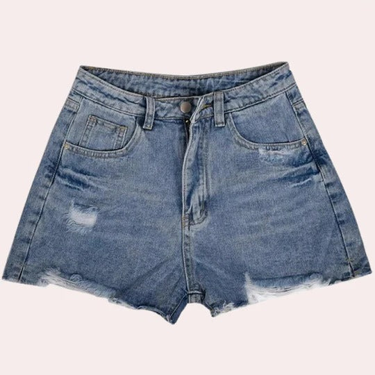 Women's light wash denim shorts regular fit straight cut with structured silhouette for casual wear