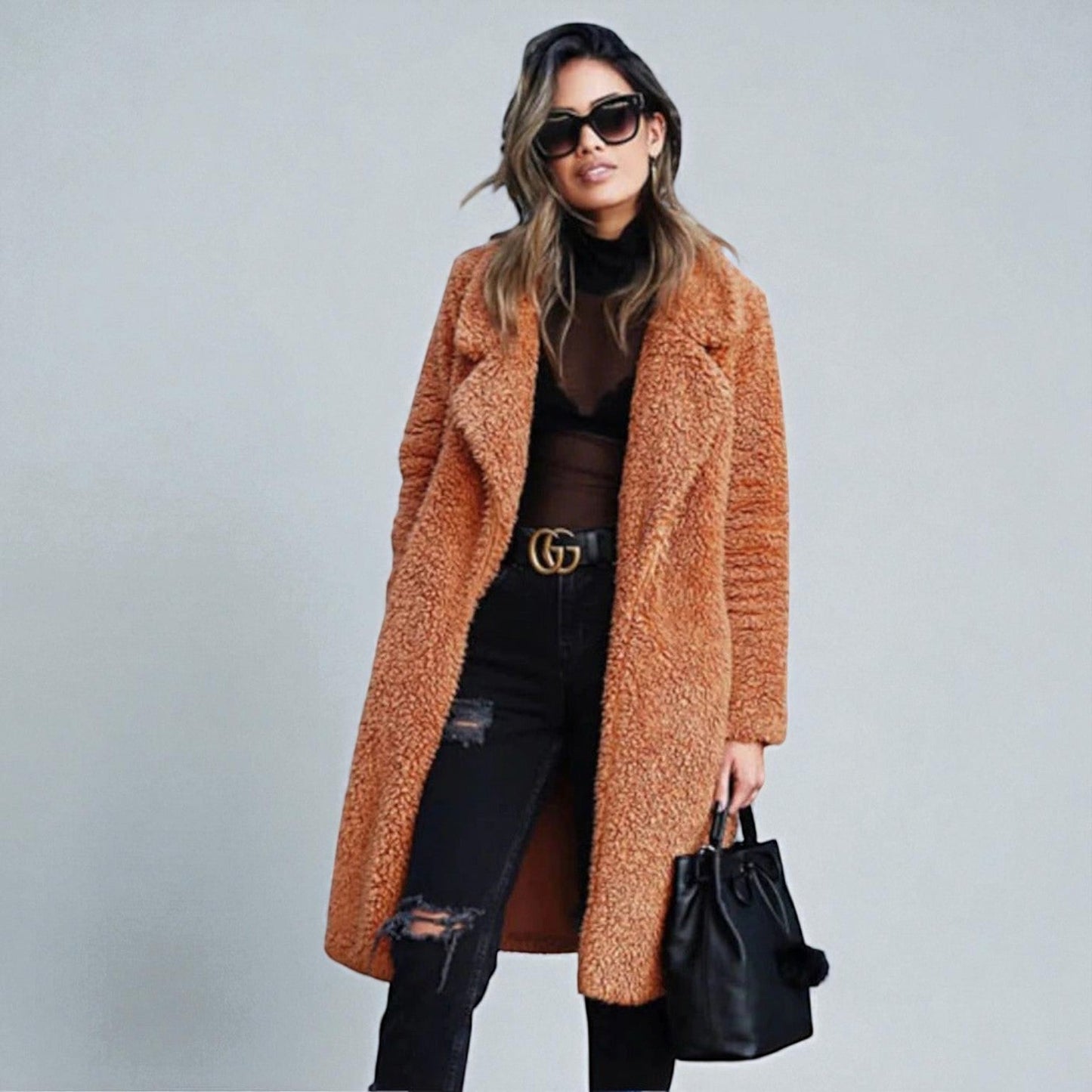 Women's long wool blend winter coat Elena warm contemporary polished silhouette regular fit