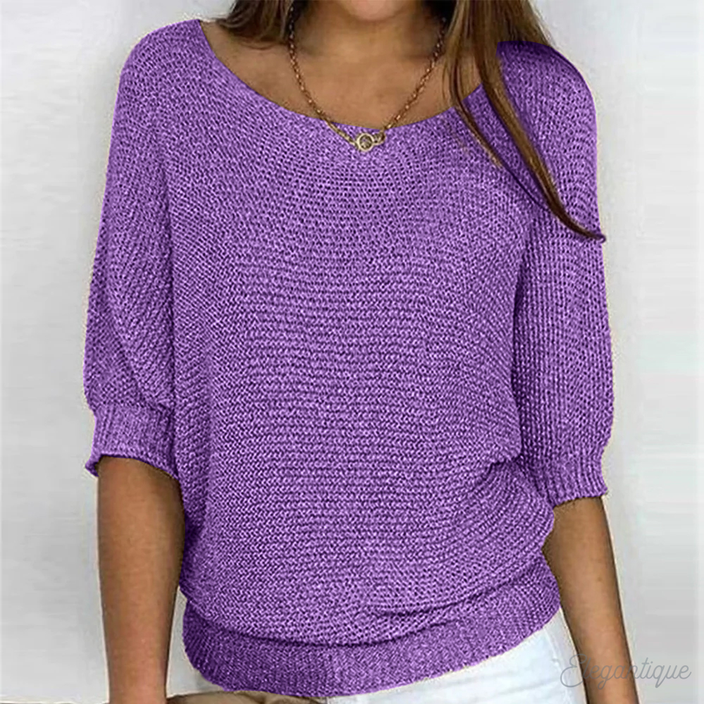 Sophie soft knit sweater women beige boat neck relaxed Nordic chic cozy everyday comfort
