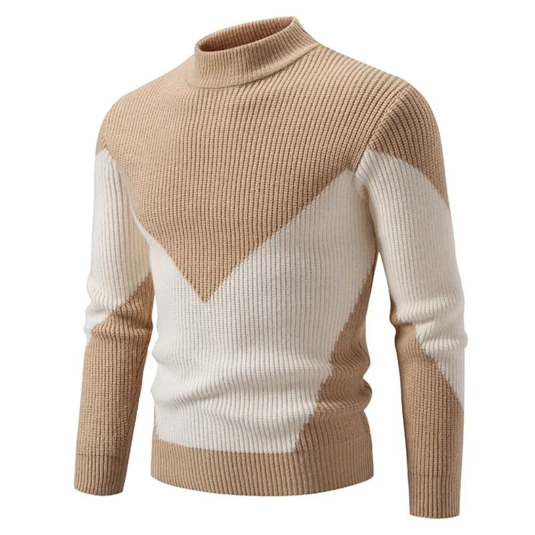 Men's geometric pullover sweater in premium cotton knit with bold contemporary pattern for smart-casual wear