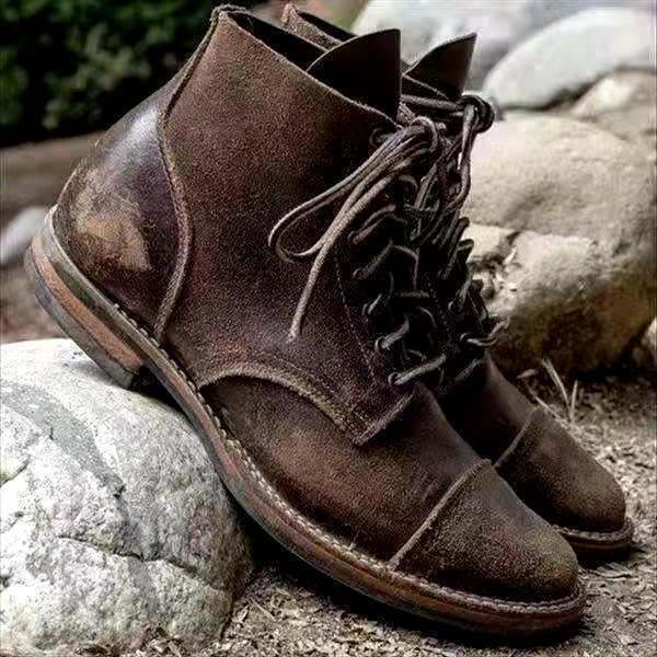 Men's Christian winter lace-up boots brown weather-resistant sole warm durable cold weather footwear