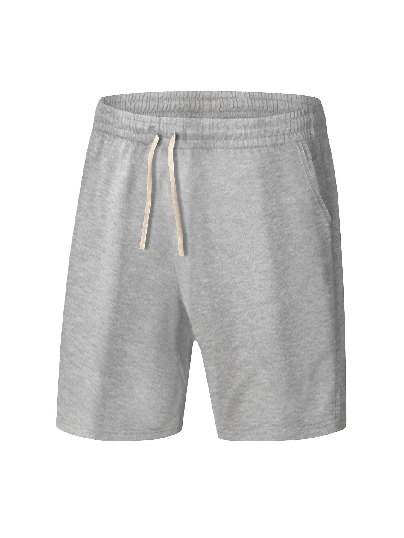 Men's navy solid running shorts with lace-up drawstring waist, knee-length athletic fit