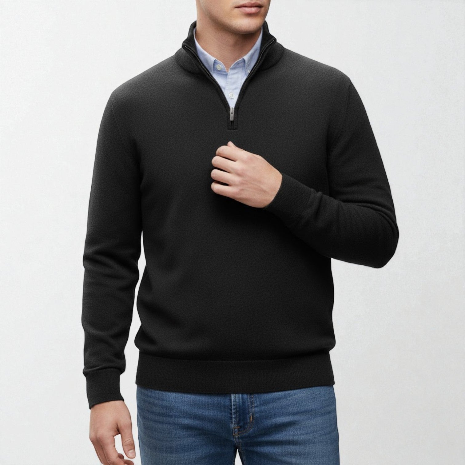 Torin men's half-zip pullover soft cotton knit winter casual slim-fit ribbed collar sweater