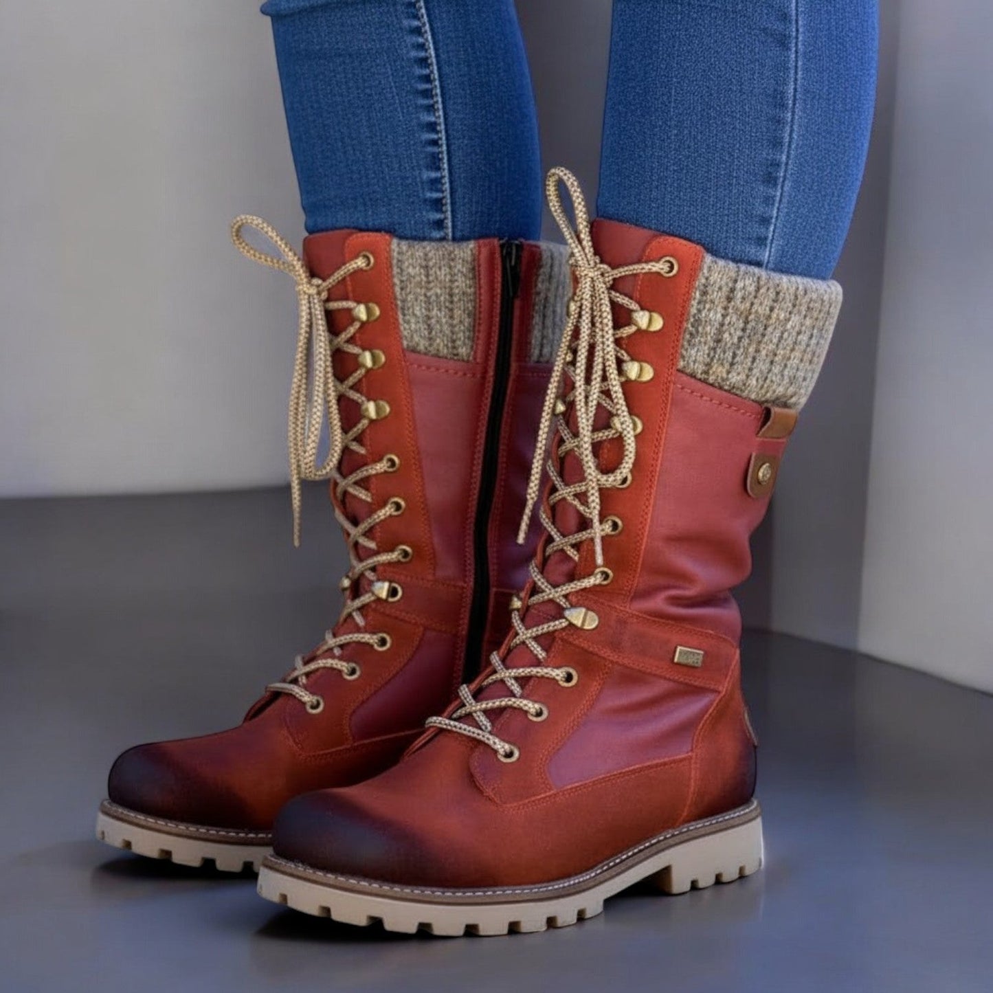Women's waterproof winter boots warm lined non-slip durable traction cold weather polyurethane leather