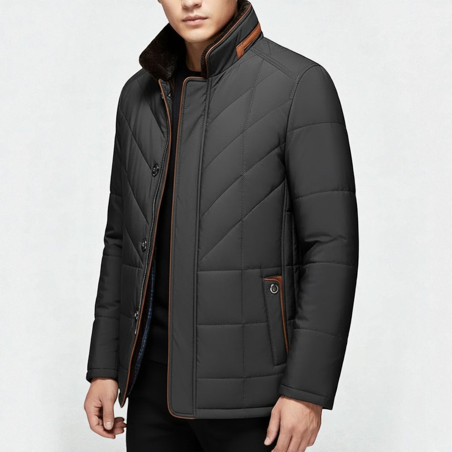 Men's Henrik padded wool jacket, windproof winter coat with soft inner lining in classic masculine cut