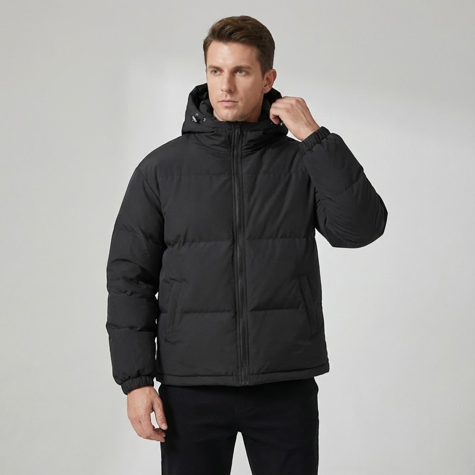 Niko unisex cotton puffer jacket with hood, modern relaxed fit for everyday urban warmth