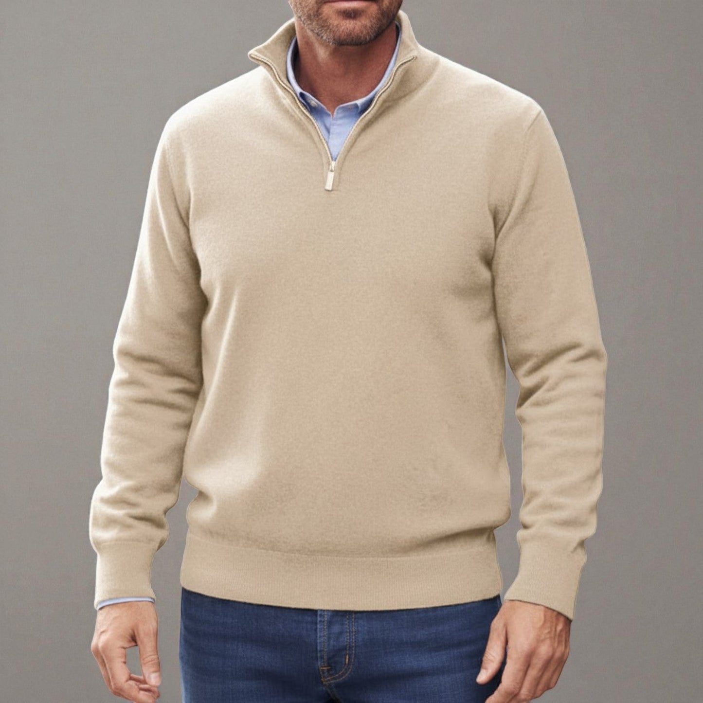 Torin men's half-zip pullover soft cotton knit winter casual office weekend navy blue slim fit