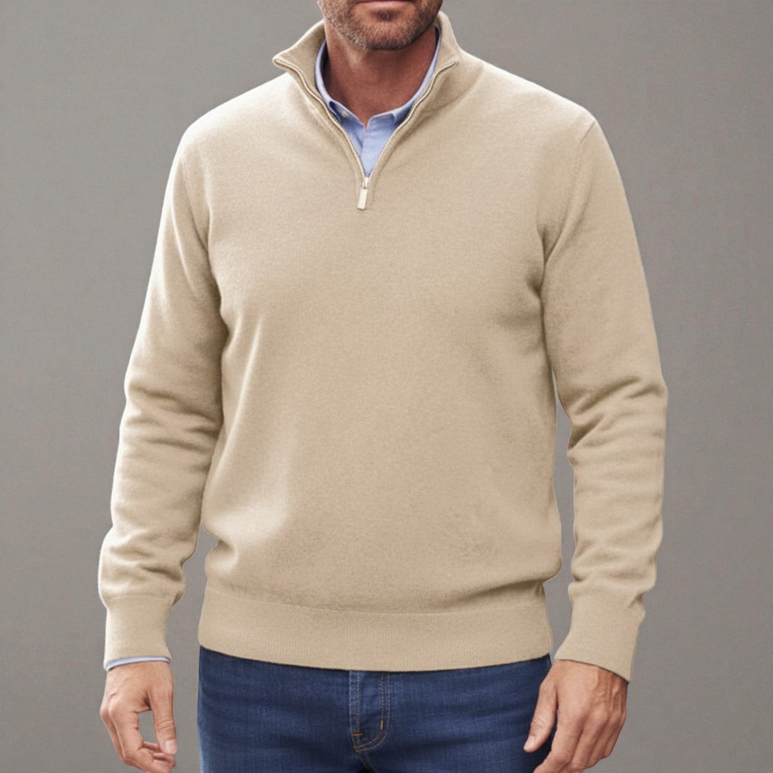 Torin men's half-zip pullover soft cotton knit winter casual office weekend navy blue slim fit
