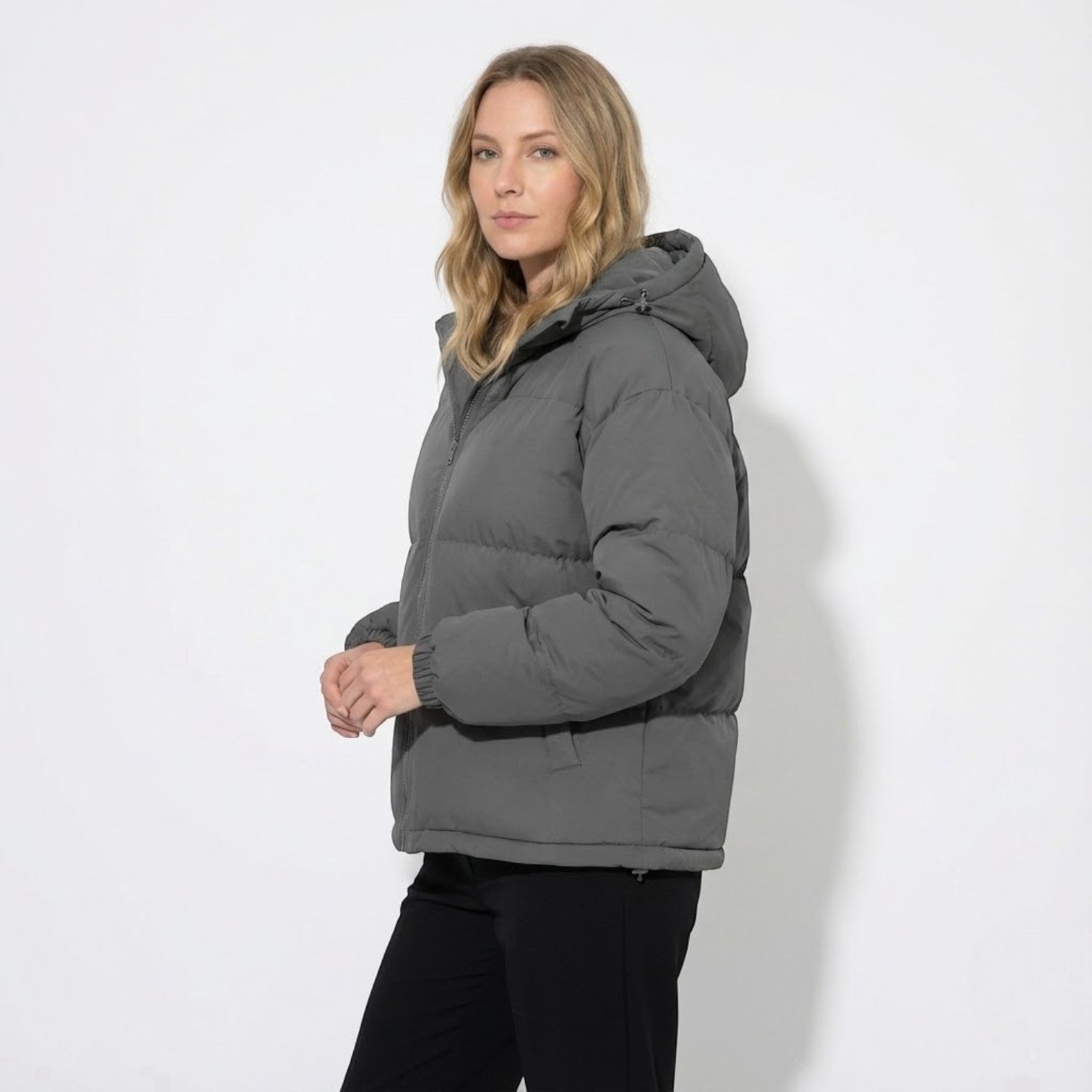 Niko unisex cotton puffer jacket with hood, lightweight modern urban silhouette for everyday warmth