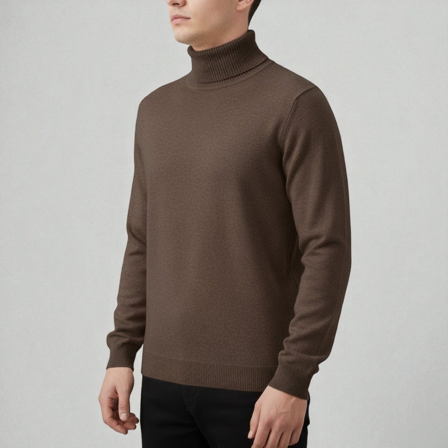 Giovano men's gray cotton turtleneck sweater slim regular fit cozy knit office style