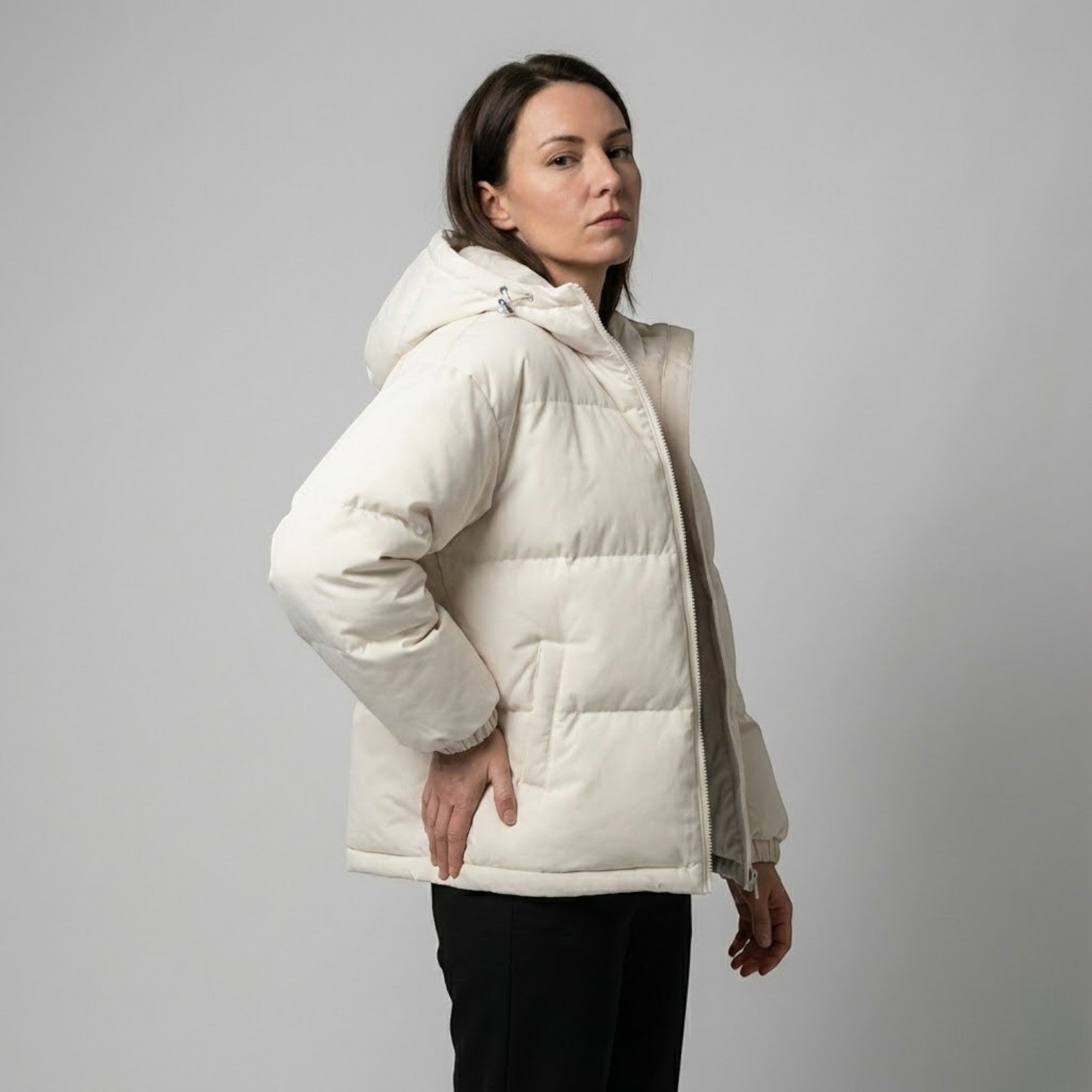 Niko unisex cotton puffer jacket with hood, modern relaxed fit for urban everyday warmth