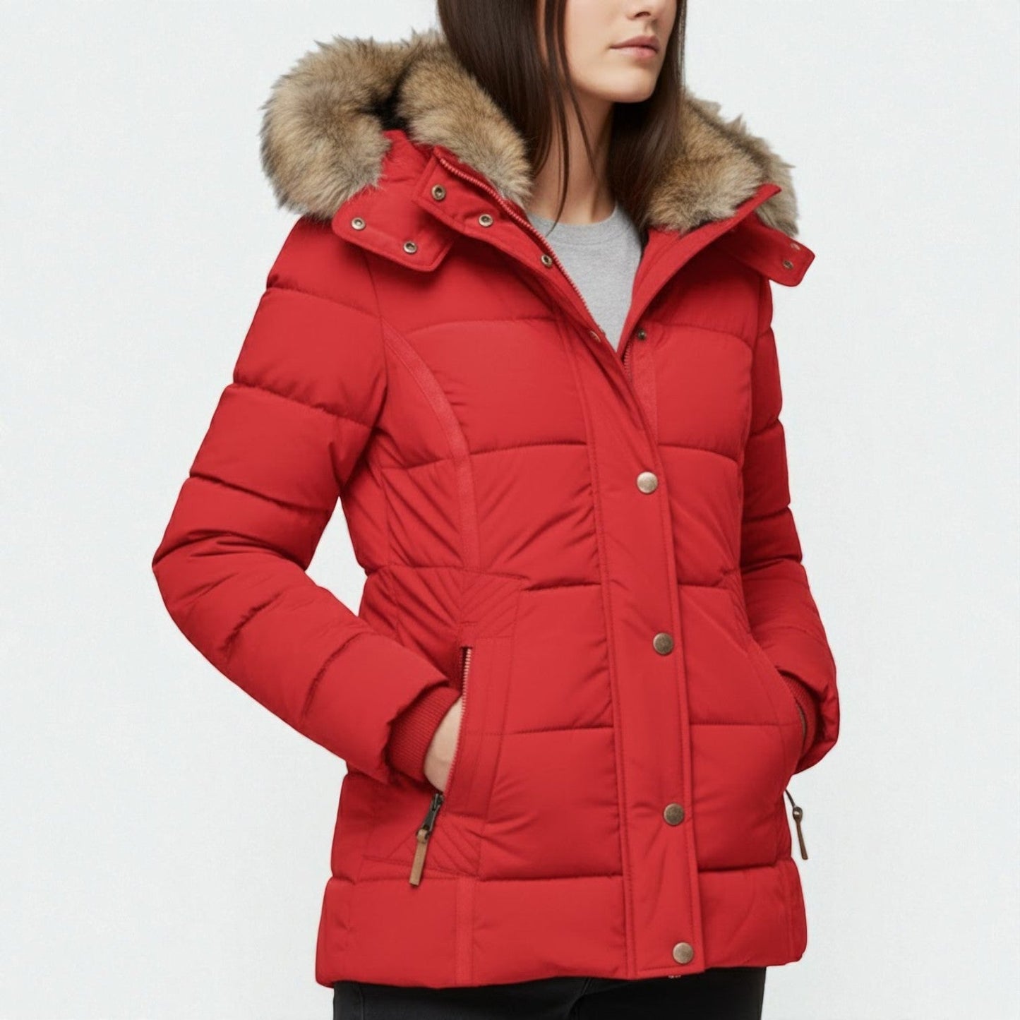 Women's insulated parka coat with hood, elegant fit, durable fabric for cold-weather style