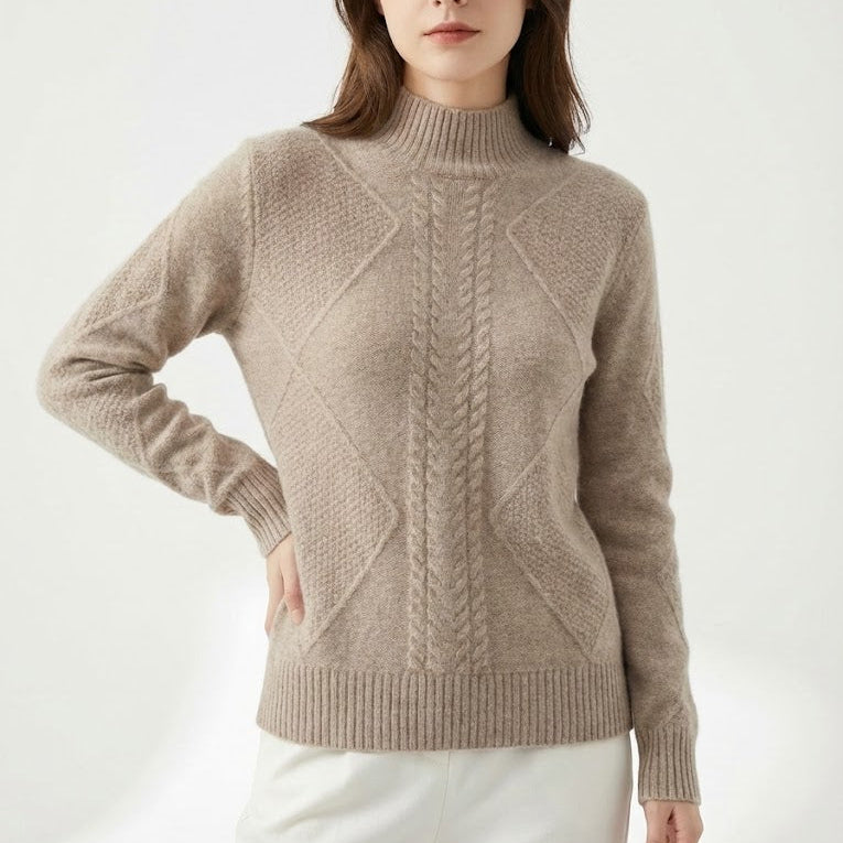 Women's wool knit sweater elegant relaxed silhouette soft fine-knit texture for cold weather layering