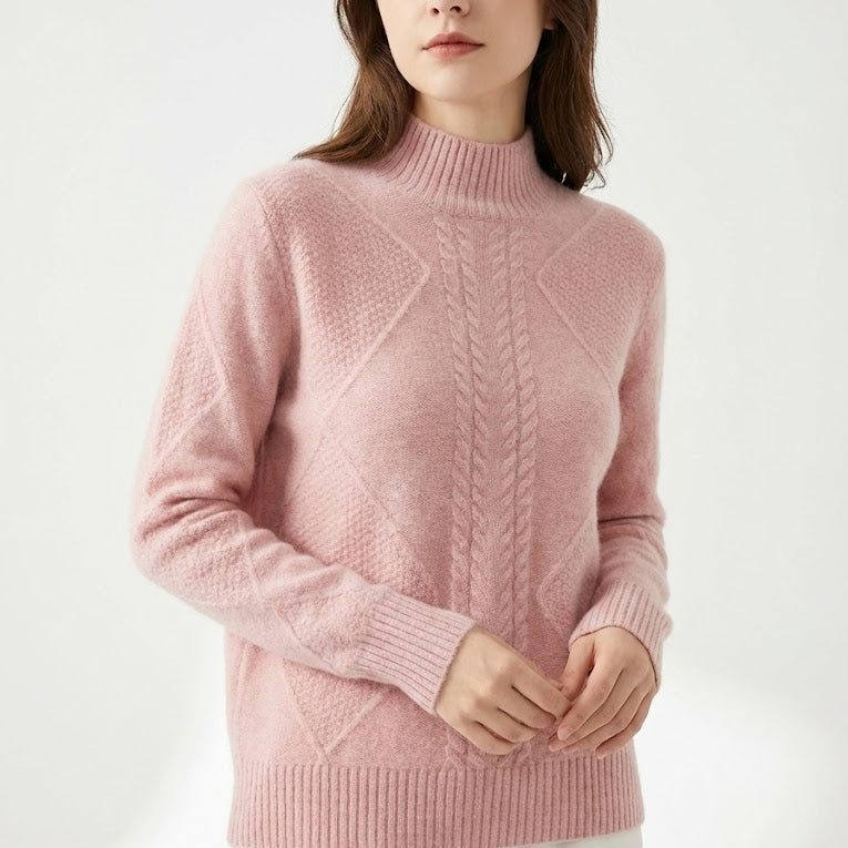 Women's wool knit sweater modern relaxed fit softly falling silhouette elegant fine-knit texture