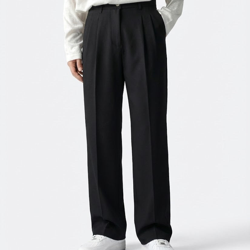 Men's cotton straight-cut suit trousers in classic winter tones, tailored for office and evening elegance