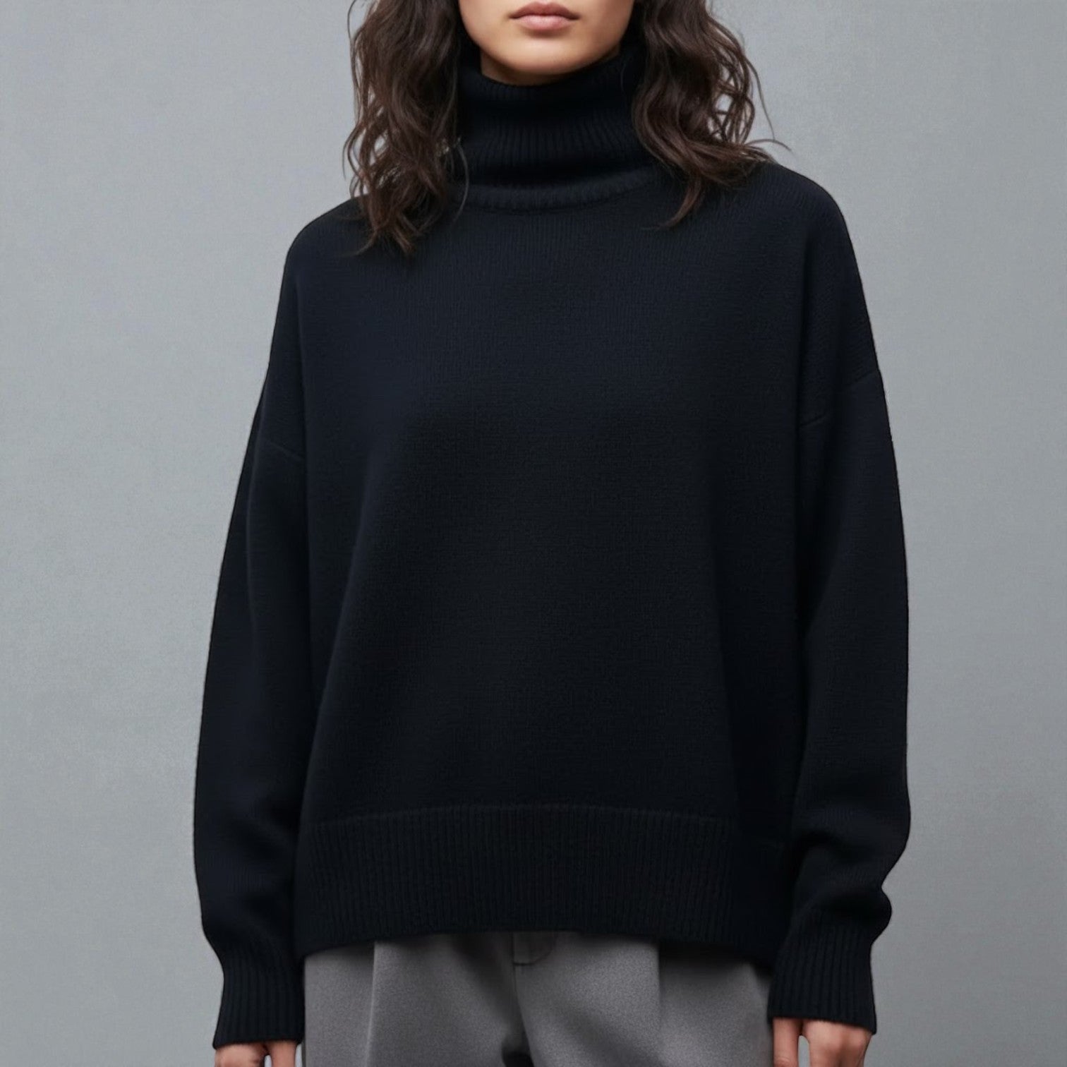 Women's cozy turtleneck sweater soft knit high collar regular fit stylish winter warmth