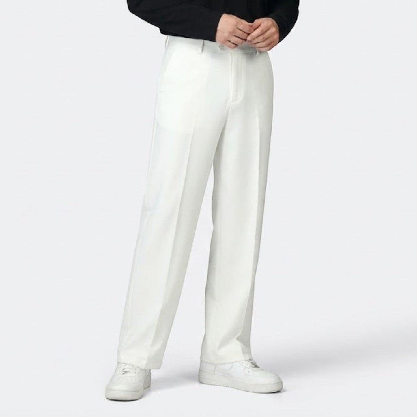 Men's straight-cut cotton suit trousers in classic winter tones, polished dress pants for office and evening