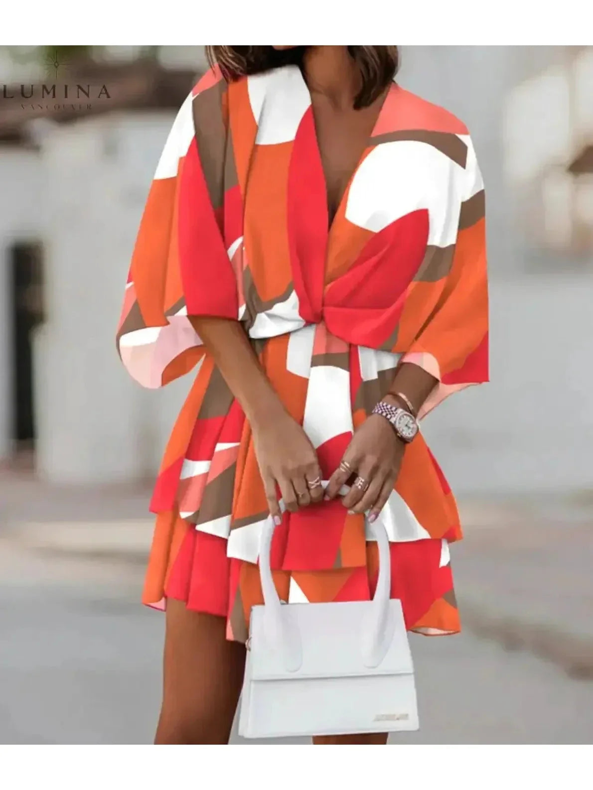 Bohemian floral mini dress with relaxed flowy silhouette and romantic all-over print for women