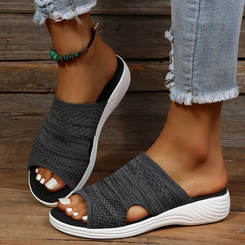 Aria orthopedic open-toe knit sandals lightweight breathable stretch-knit upper everyday comfort support