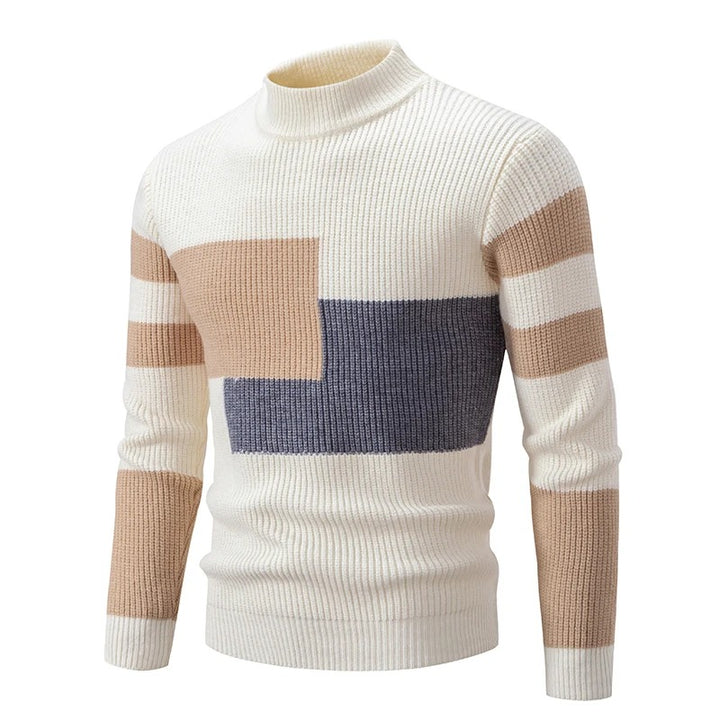 Men's color block ribbed sweater bold contrast structured knit pullover for all-day comfort