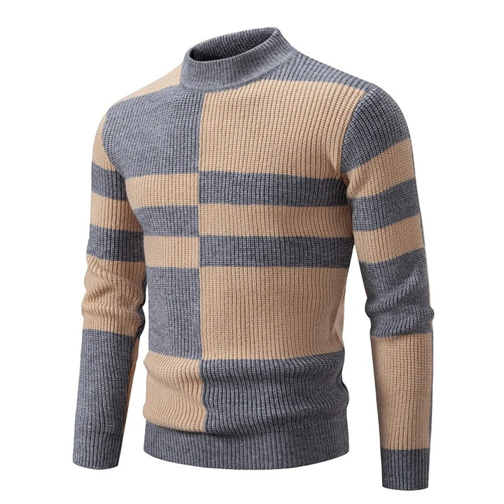 Men's color block ribbed sweater bold contrast structured knit pullover in modern colorway