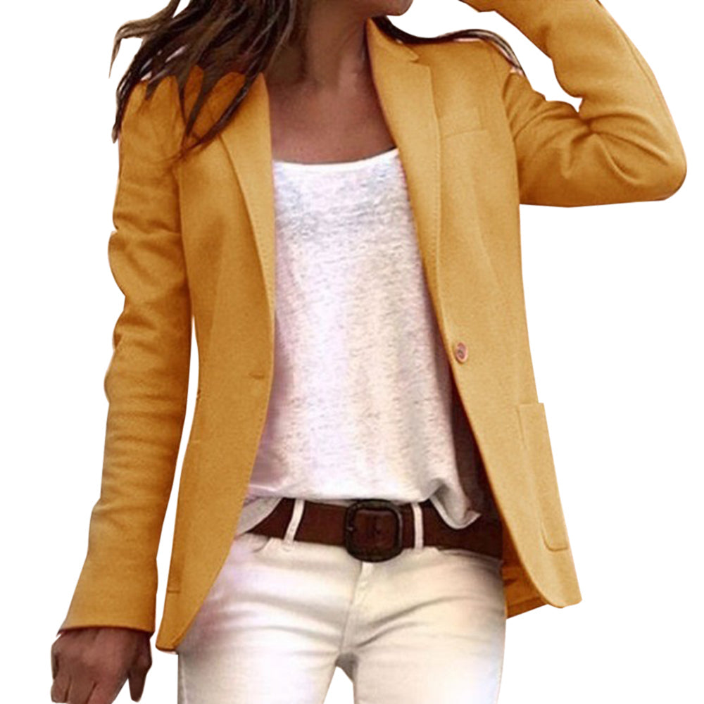 Women's long sleeve tailored blazer elegant classic cut refined polished silhouette timeless design