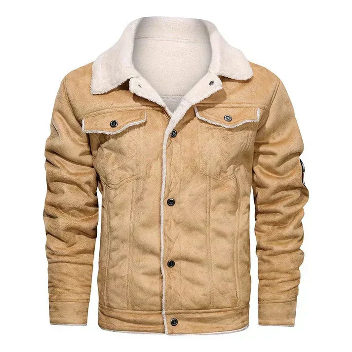 Men's slim-fit genuine leather bomber jacket in classic silhouette with tailored luxe cut