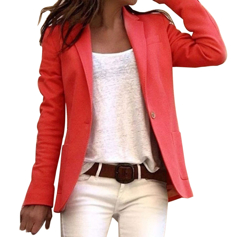 Women's long sleeve tailored blazer elegant classic cut refined finish timeless sophisticated silhouette