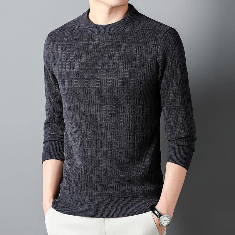 Men's classic Nayeem cotton sweater neutral tones timeless cut comfortable office weekend style