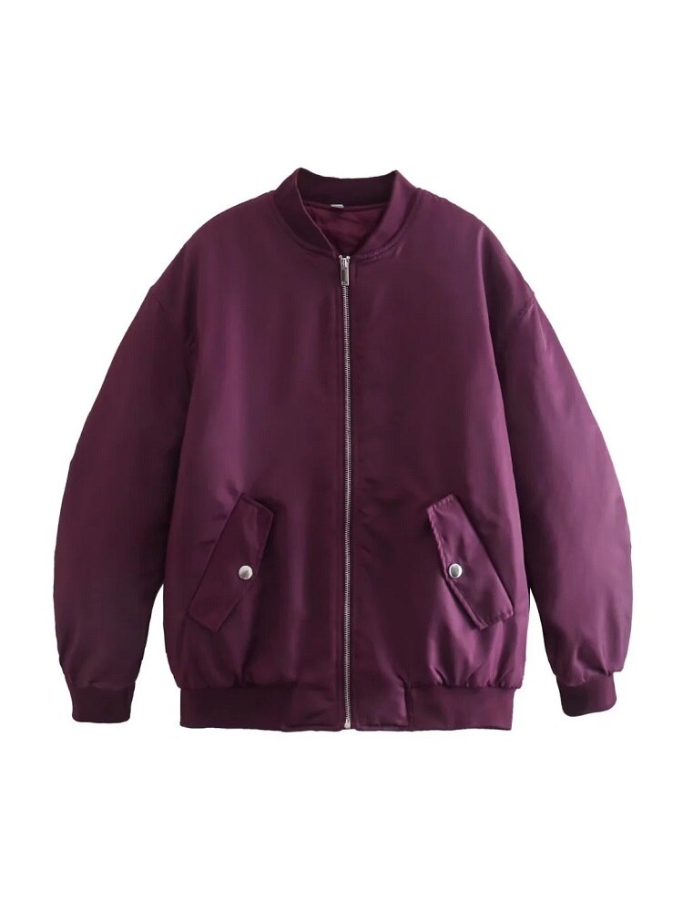 Women's plus size oversized bomber jacket relaxed silhouette all-season warmth and style