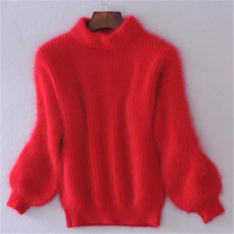 Women's loose fuzzy knit pullover sweater lightweight relaxed silhouette for effortless layering