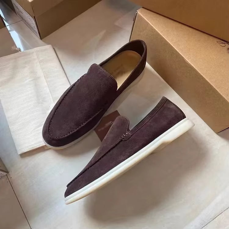 Men's white genuine leather slip-on loafers with cushioned comfort sole for everyday style