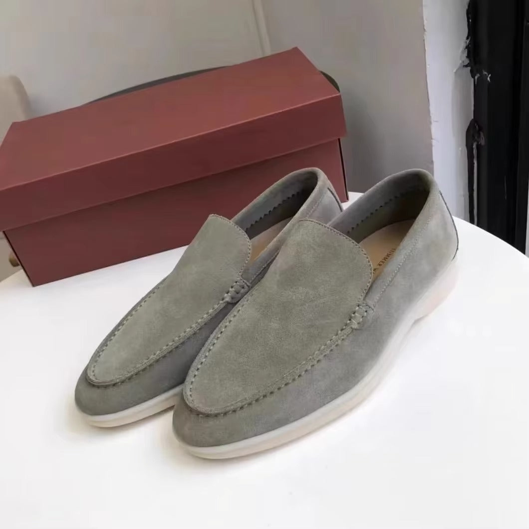 Men's genuine leather white slip-on loafers with cushioned comfort sole for everyday style