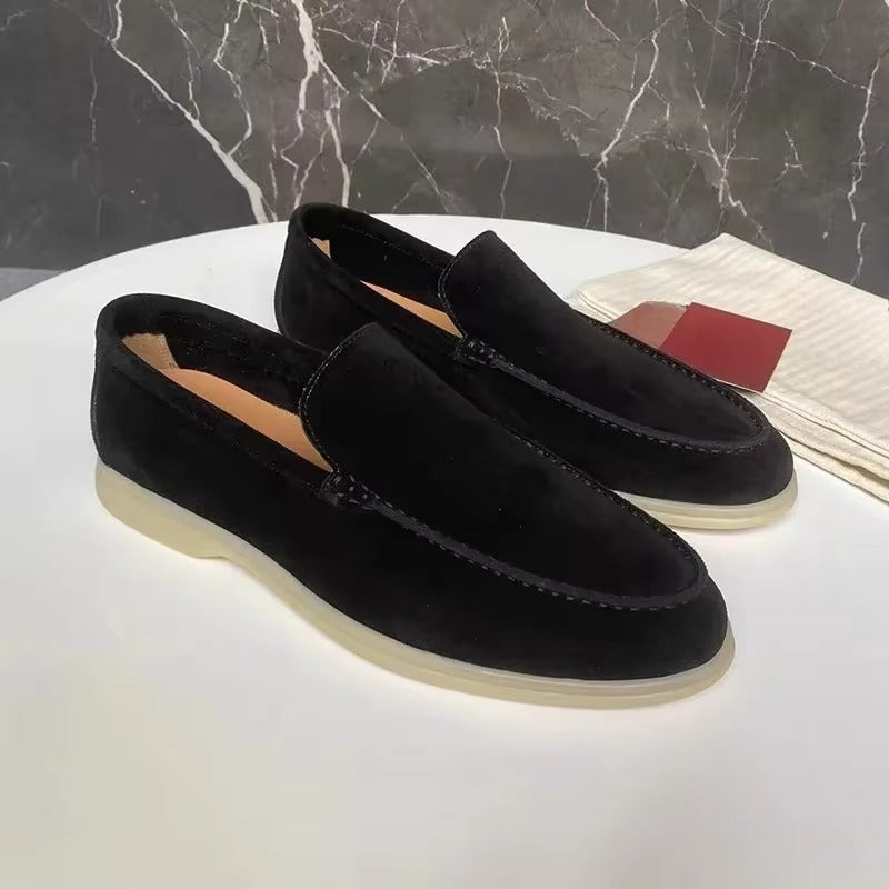 Men's genuine leather white slip-on loafers with cushioned comfort sole for everyday style
