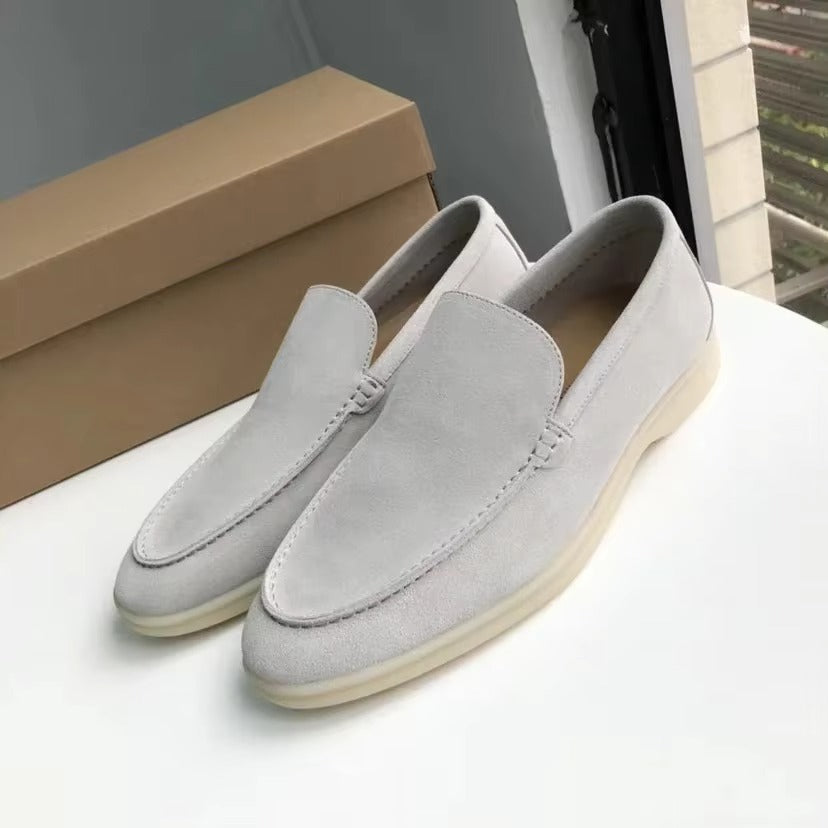 Men's white genuine leather slip-on loafers with cushioned comfort sole for everyday style