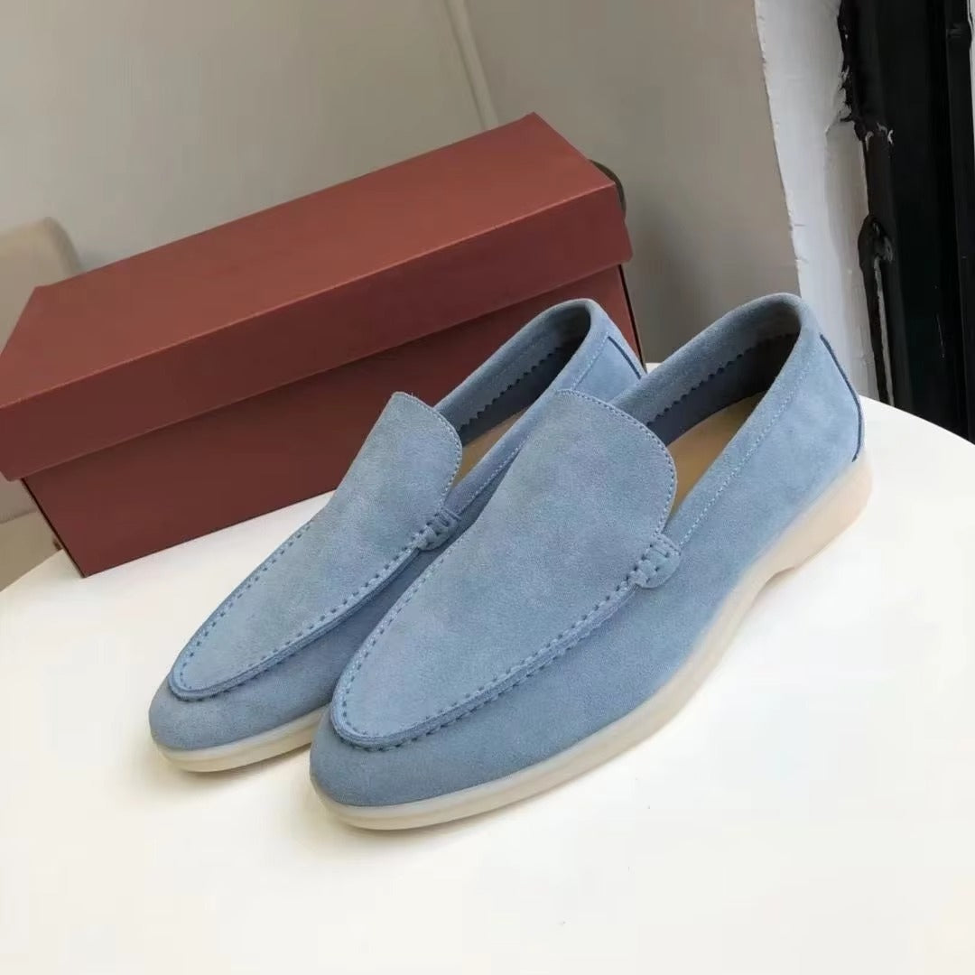 Men's white genuine leather slip-on loafers with cushioned comfort sole for everyday style