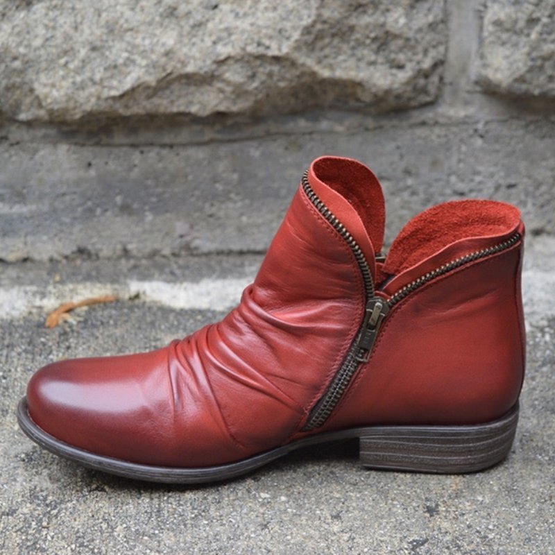 Makayla women's brown leather ankle boots with sleek silhouette and cushioned supportive fit