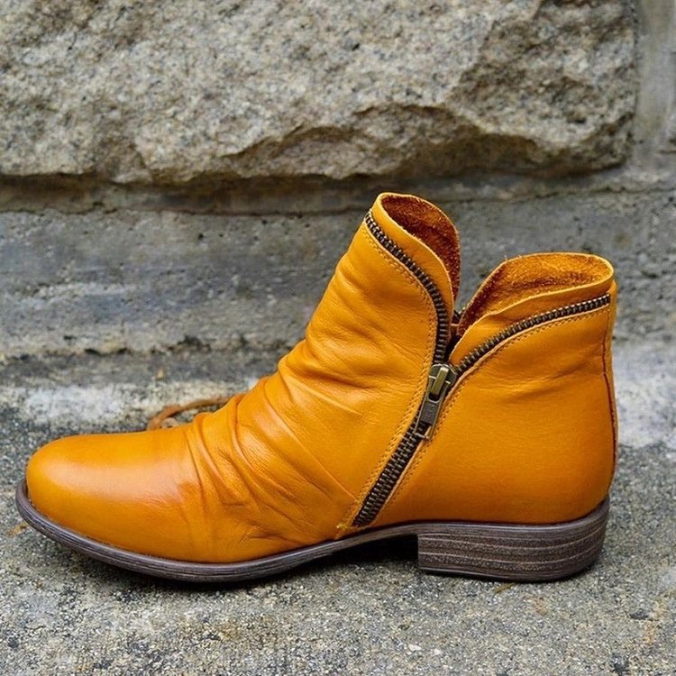 Makayla women's brown leather ankle boots timeless fall style with cushioned supportive fit