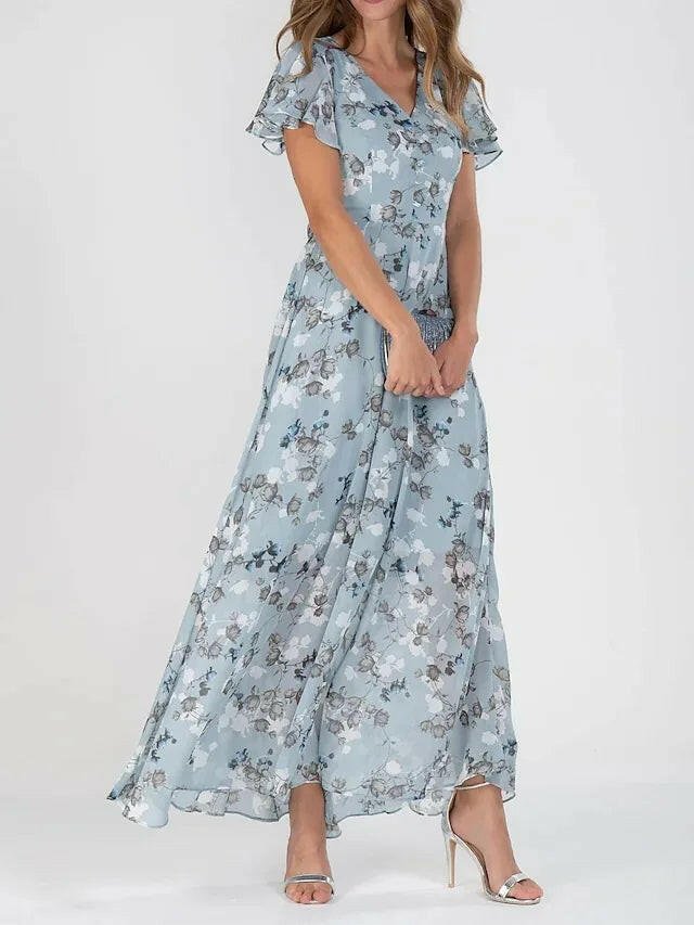 Colorful maxi dress with tummy-covering design, breathable fabric, vibrant party-ready style for women