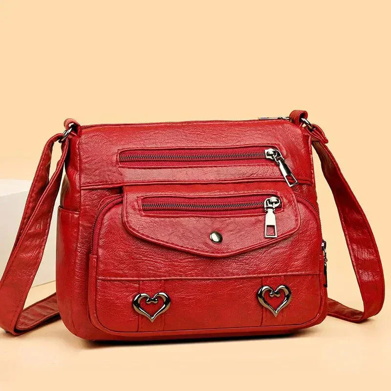 Women's shoulder bag multiple compartments zippered pockets adjustable strap everyday organization