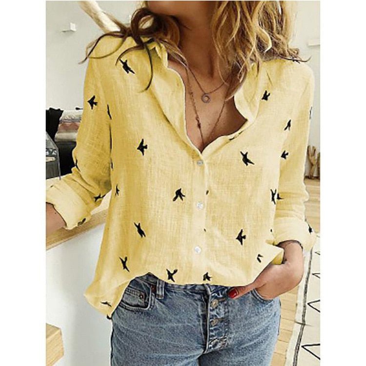 Sofia women's linen blouse solid color relaxed fit breathable cotton versatile office-to-casual top