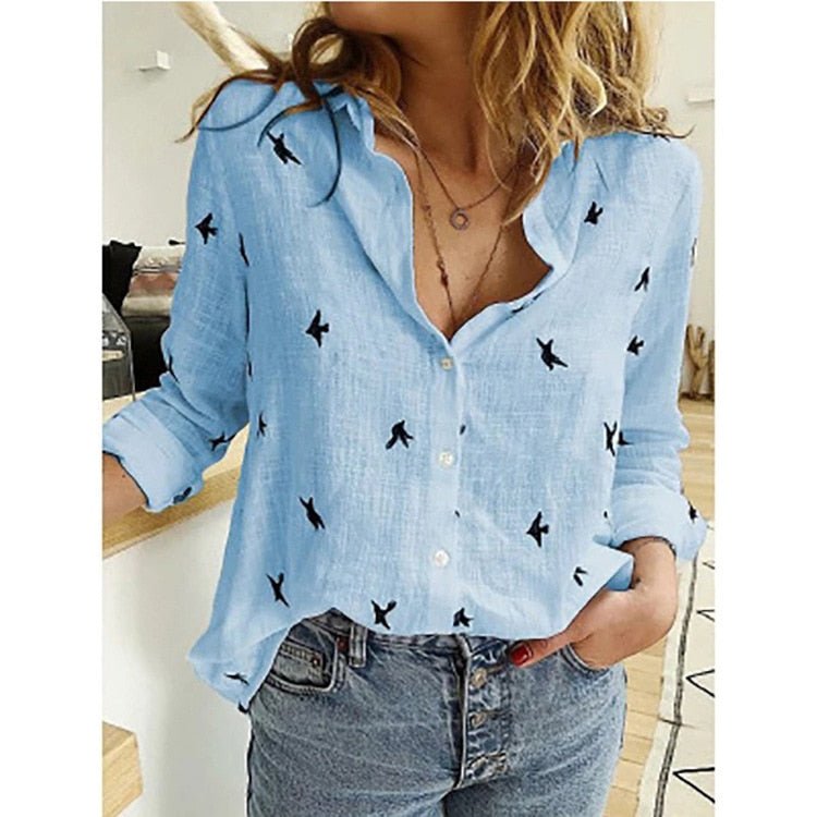 Sofia women's linen blouse solid color relaxed fit breathable cotton versatile office-to-casual top