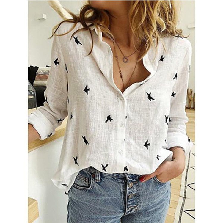 Sofia women's linen blouse versatile solid color breathable cotton office casual elegant fit