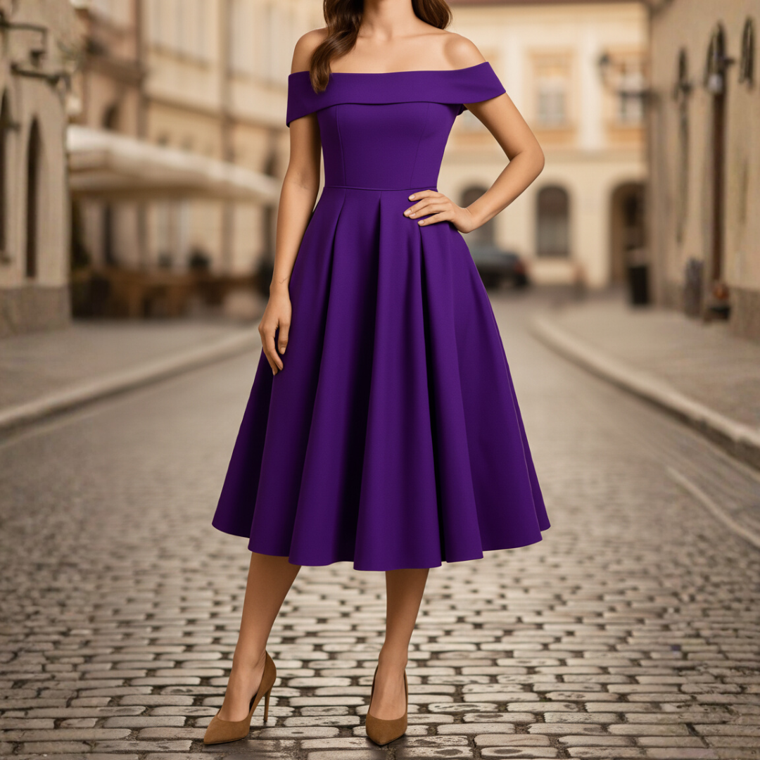 Women's strapless formal dress with flared circle skirt, lightweight fabric for elegant spring events