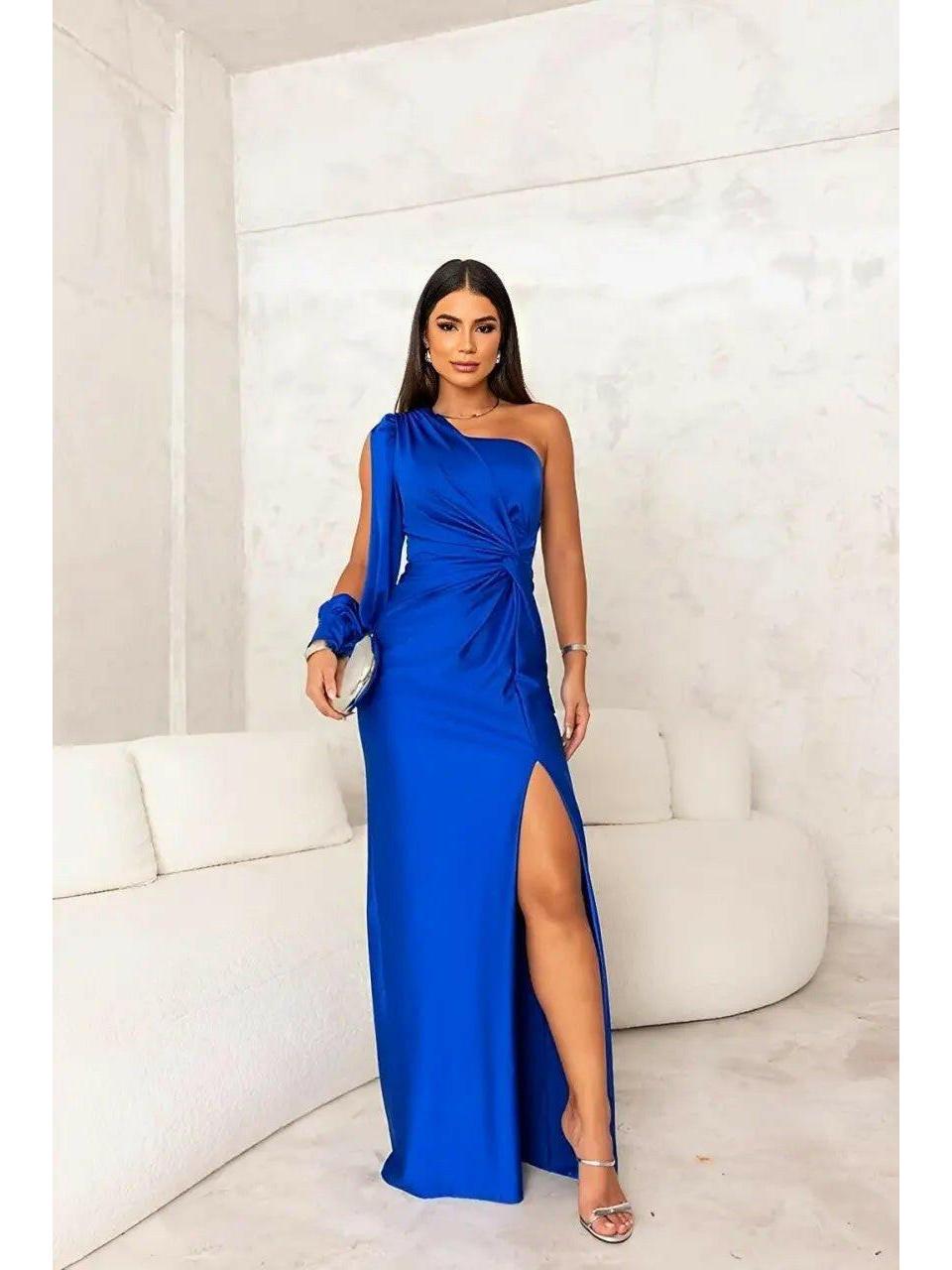 Violet evening gown with glamorous flattering silhouette, elegant formal dress for confident women