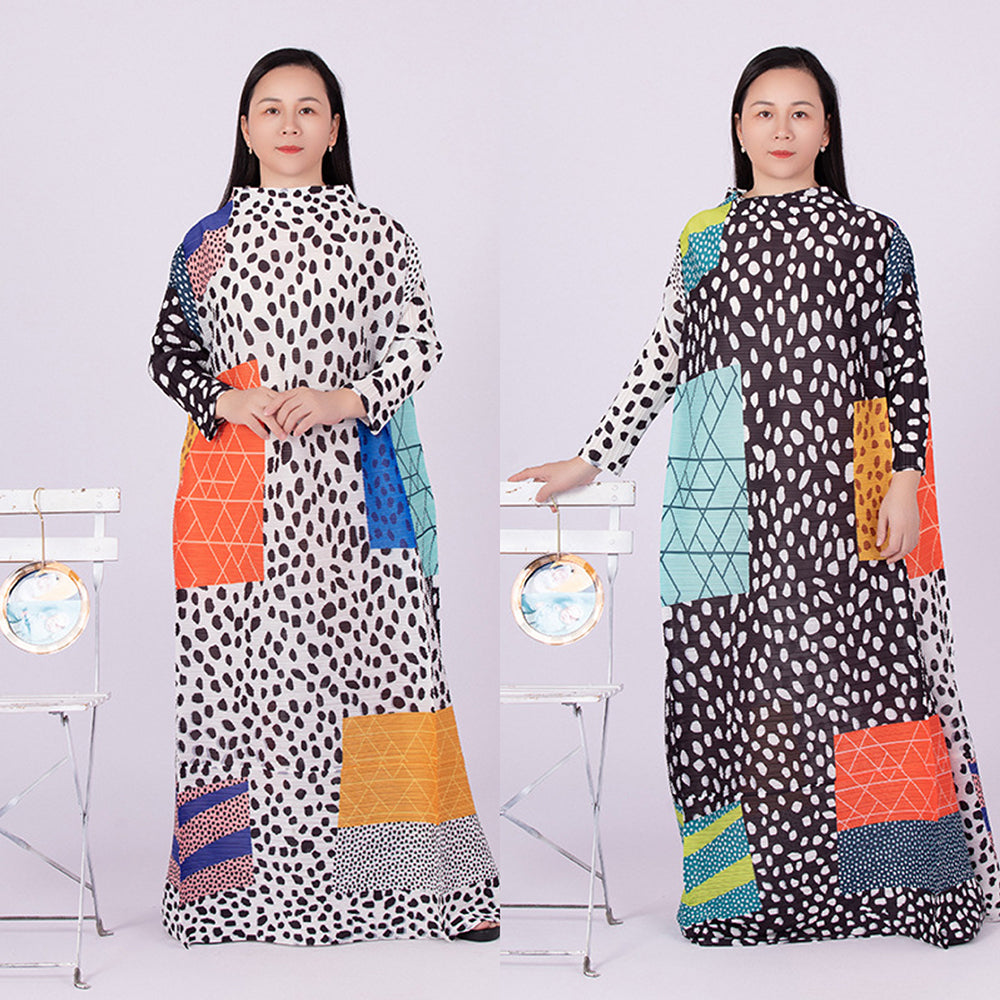 Women's leopard print pleated midi dress long sleeve bold animal print statement silhouette