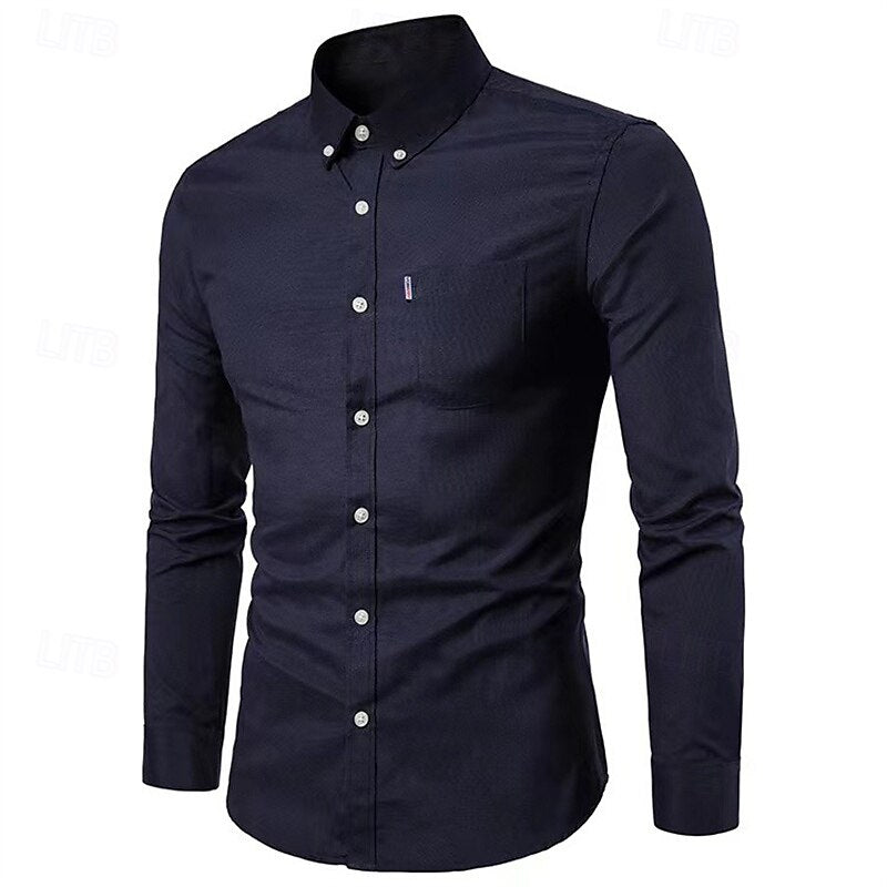 Men's casual relaxed-fit button-down shirt with chest pocket in versatile everyday style