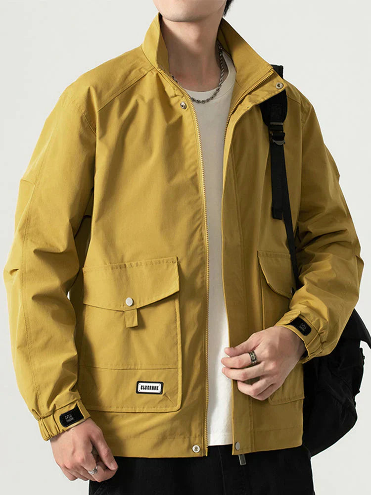 Men's black winter sports jacket with durable weatherproof design and functional outdoor styling