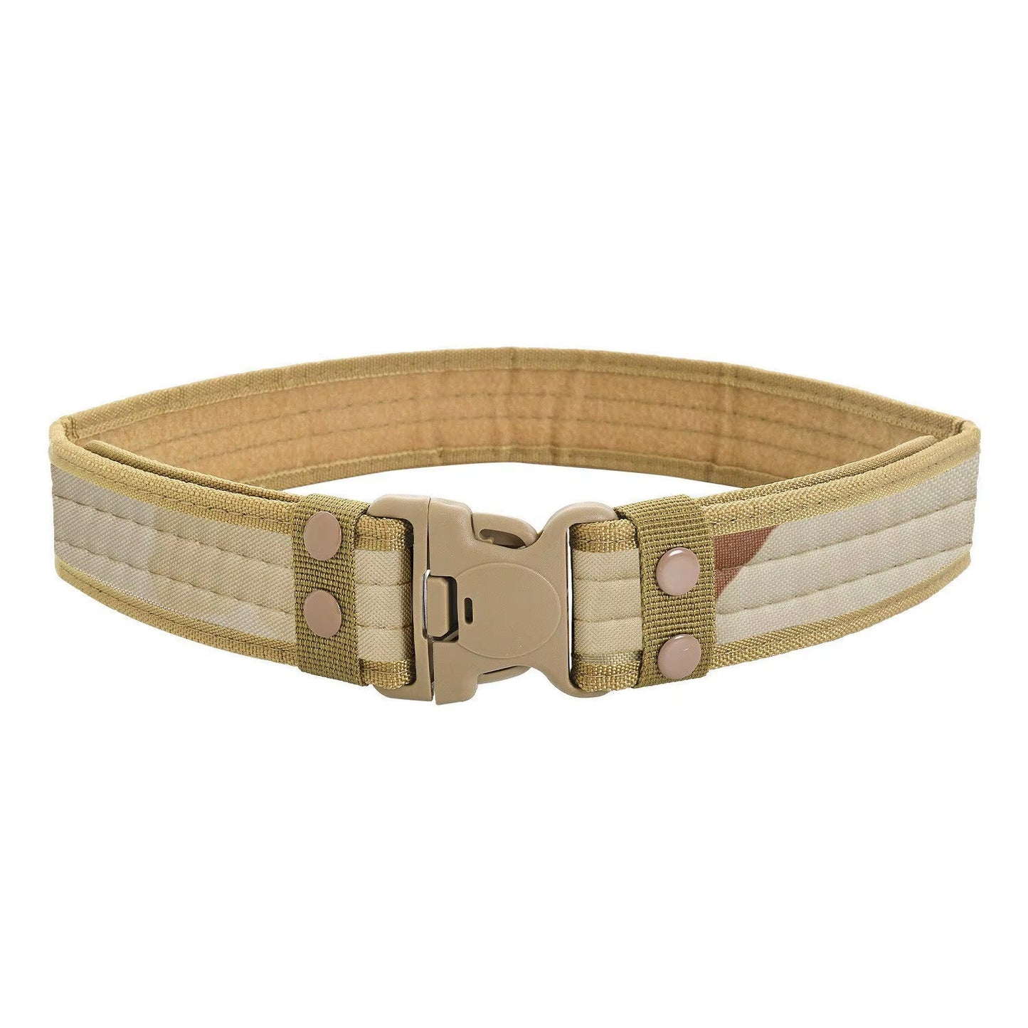 Camo tactical duty belt with reinforced Oxford EVA core and quick-release buckle for military use