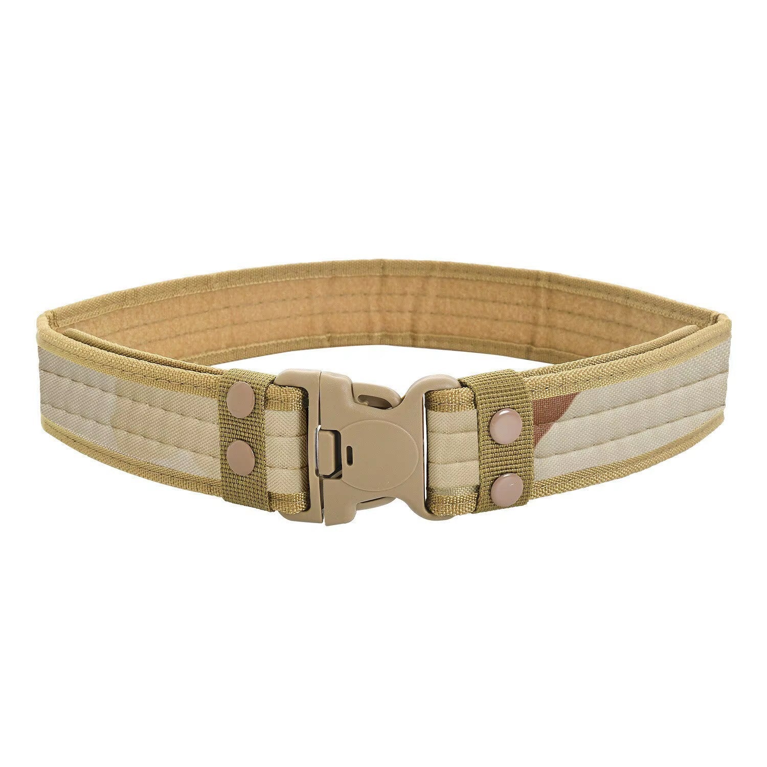 Camo tactical duty belt with reinforced Oxford EVA core and quick-release buckle for military use